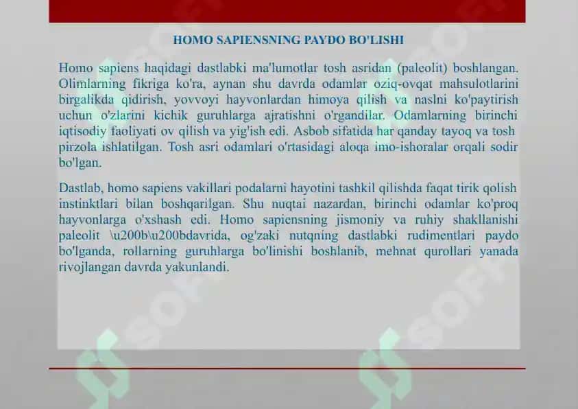 Homo Sapiensning Evolyutsiyasi 3