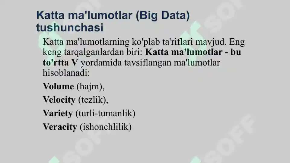 Katta Ma'lumotlarni Qayta Ishlar Texnologiyalari 7