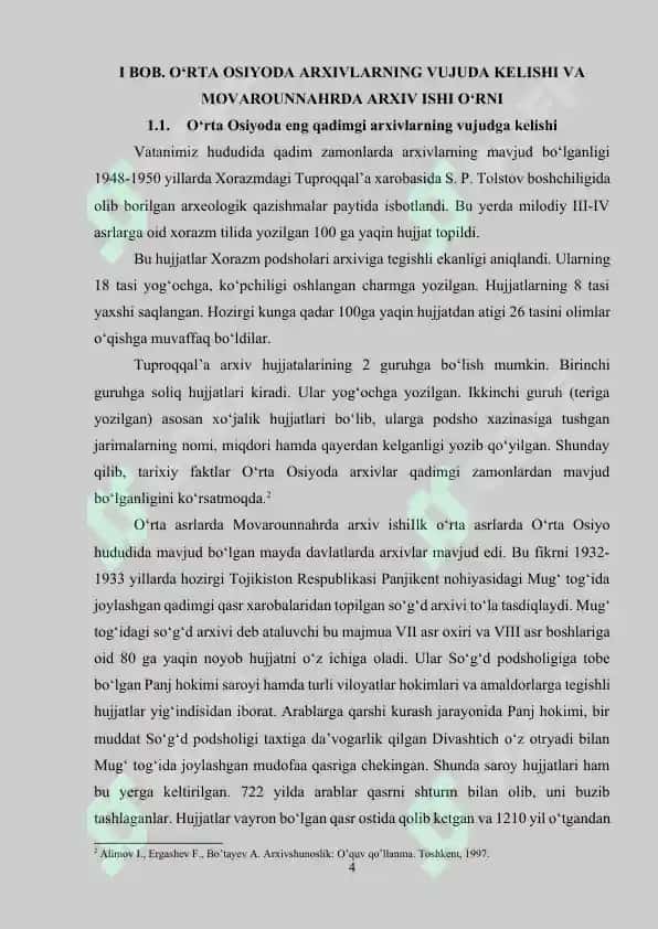 O‘RTA ASRLARDA O‘RTA OSIYO ARXIV ISHI TARIXI 4