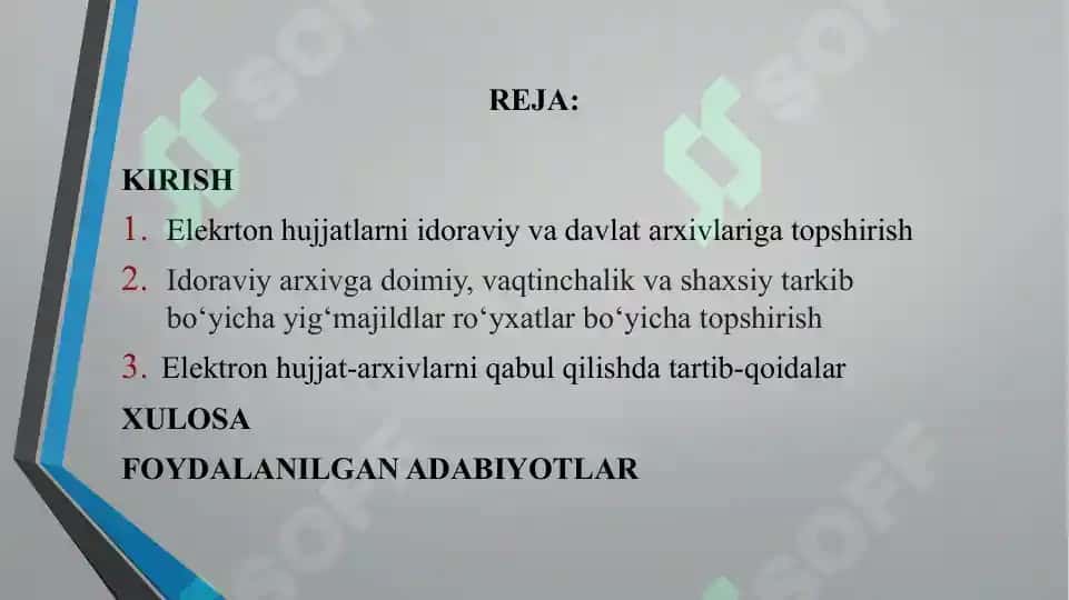 Elektron hujjatlarni idoraviy va davlat arxivlariga topshirish 2