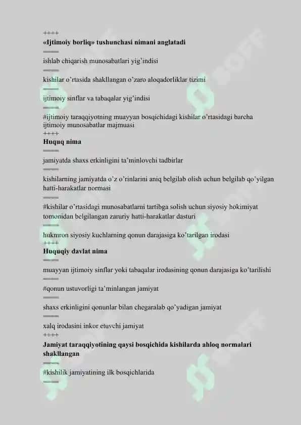 Falsafa fanidan nazorat savollar va javoblar 7