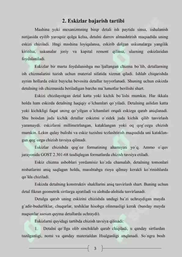 Eskiz va ishchi chizma chizish 5