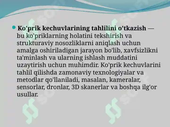 Ko'prik Kechuvlarini Tahlil Qilish 8