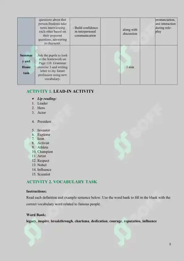 FAMOUS PEOPLE OF THE WORLD LESSON PLAN 3
