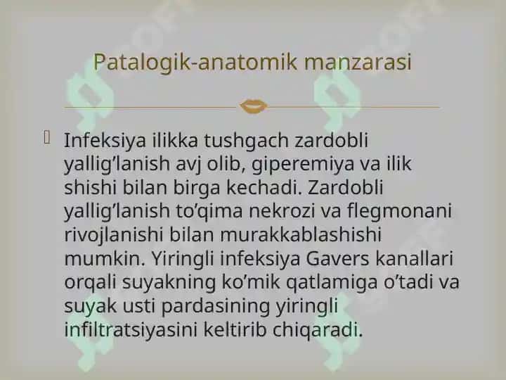 Yiringli artrit, osteomelit va suyak bo’g’im sili 8
