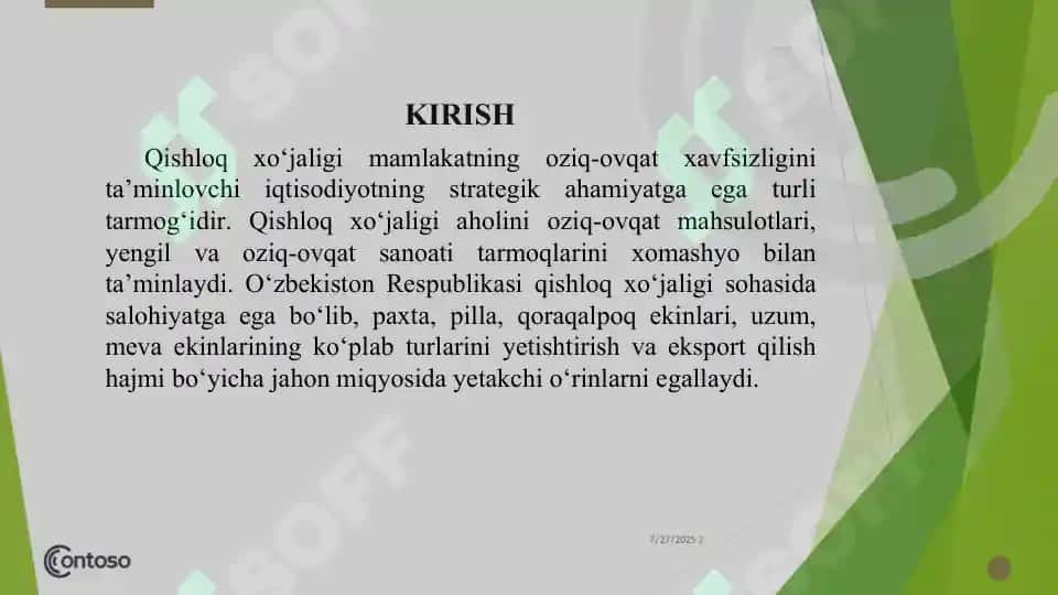 O‘zbekiston qishloq xo‘jaligi xaritasini tahlil qilish 2