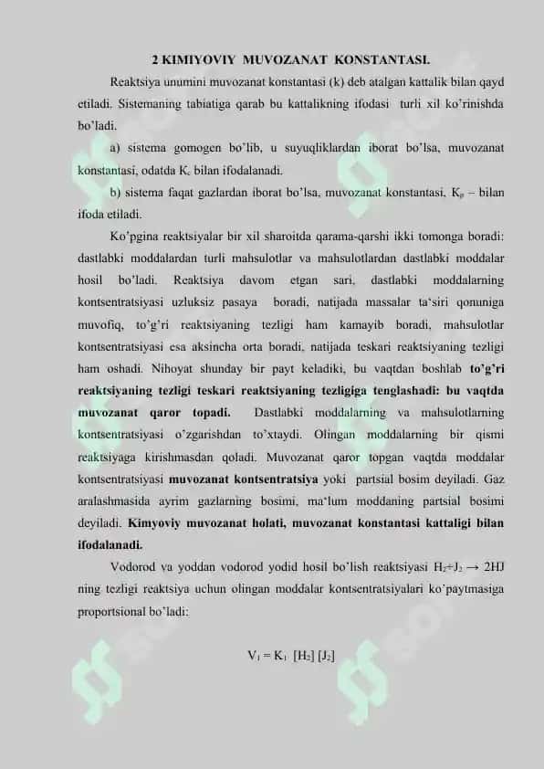 Muvozanat konstantasi 4
