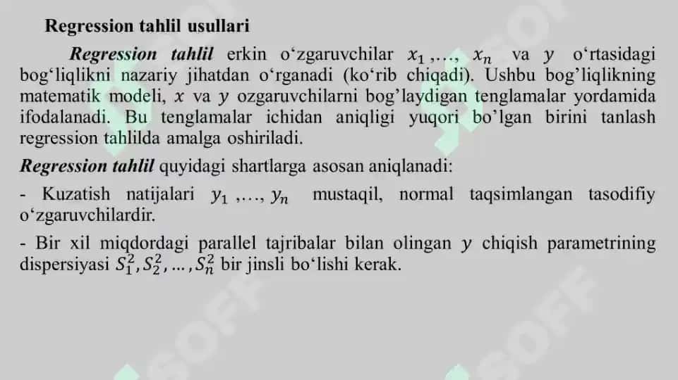 Regression tahlil usullari 2