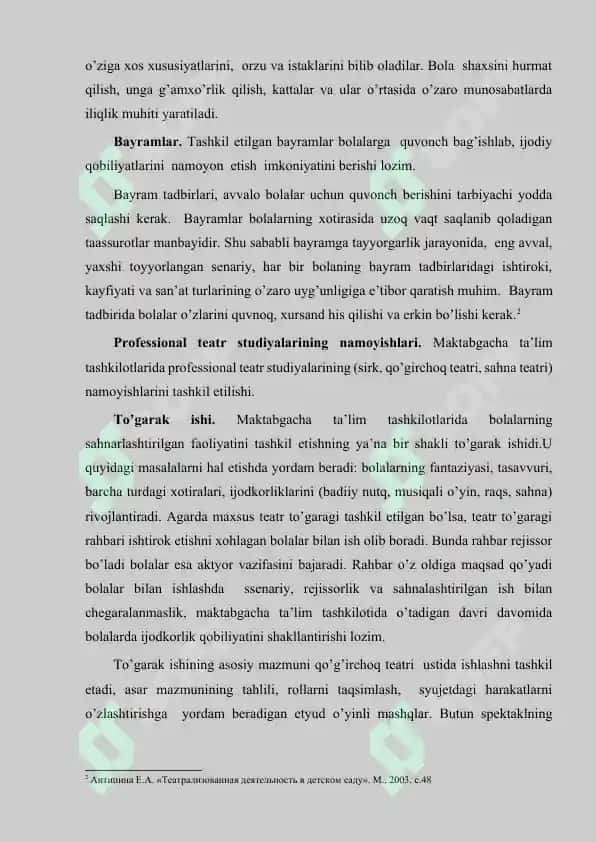 Maktabgacha ta’lim tashkilotida sahnalashtirish faoliyatini tashkil etish shakllari 2