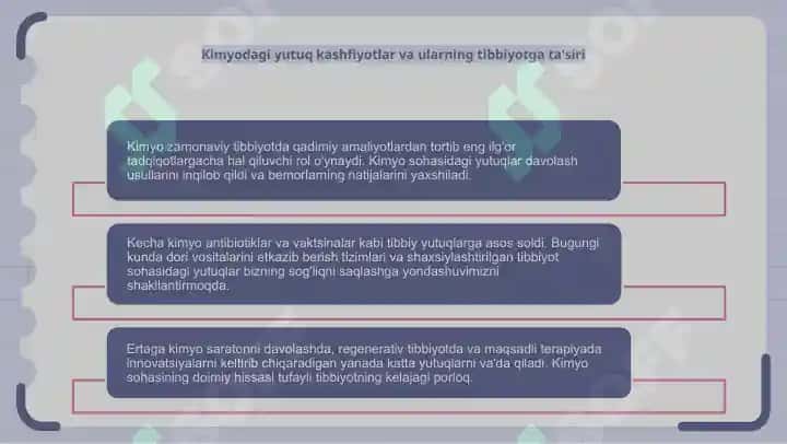 Kimyo faning zamonaviy tibbiyotdagi o'rni-kecha, bugun va erta 4