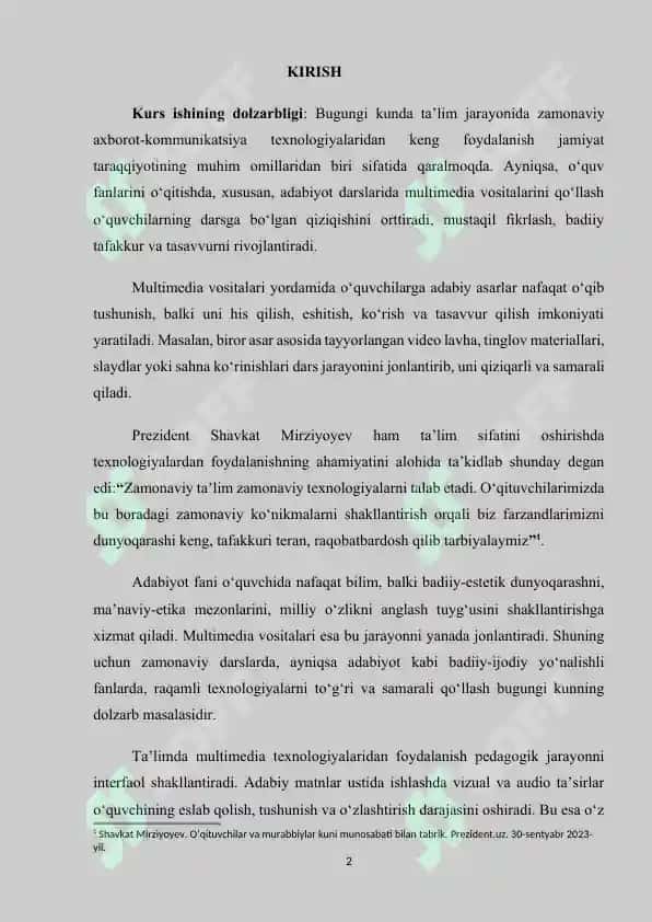 Adabiyot darslarida multimedia vositalaridan foydalanish 2
