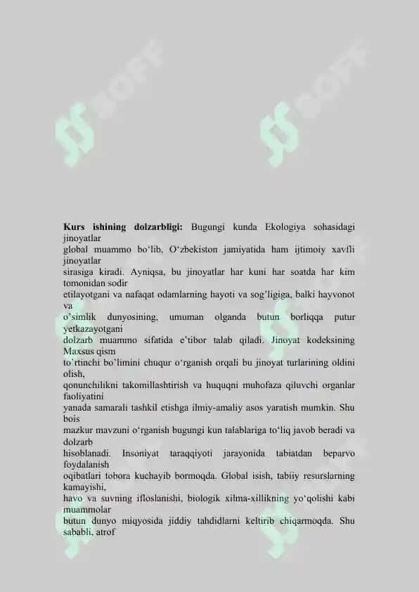 Ekologiya sohasidagi jinoyatlarning umumiy tavsifi 2