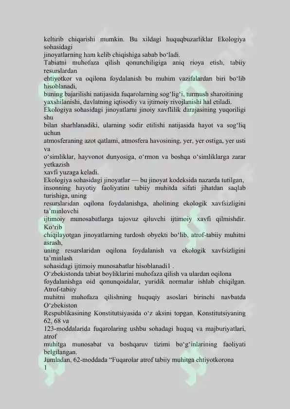 Ekologiya sohasidagi jinoyatlarning umumiy tavsifi 4