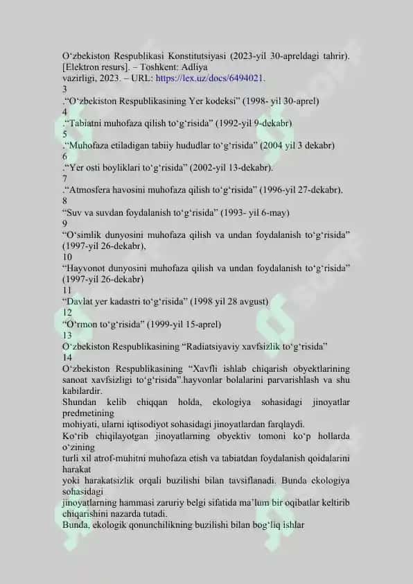 Ekologiya sohasidagi jinoyatlarning umumiy tavsifi 6