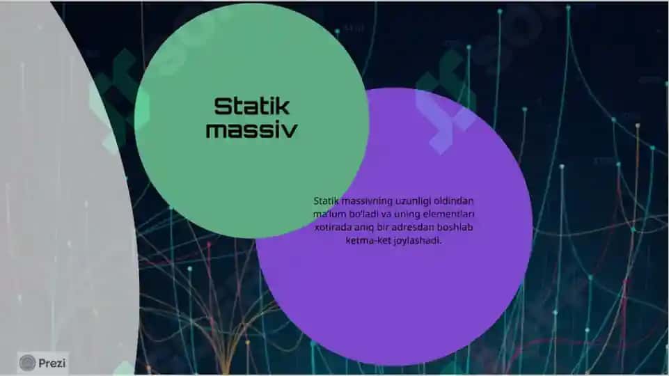 "ALGORITMLASH VA DASTURLASH" MUSTAQIL ISH TAQDIMOTI massivlar statistik dinamik massivlar 4