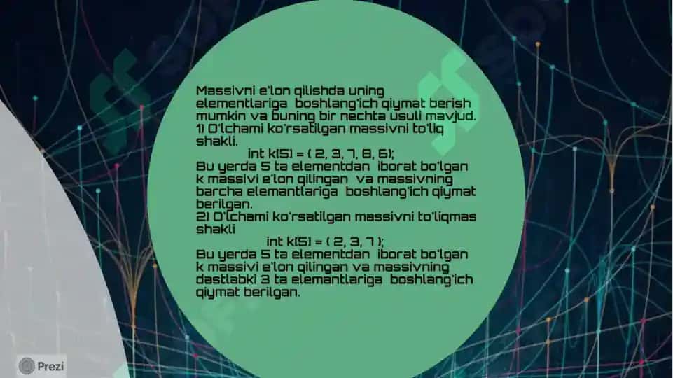 "ALGORITMLASH VA DASTURLASH" MUSTAQIL ISH TAQDIMOTI massivlar statistik dinamik massivlar 6