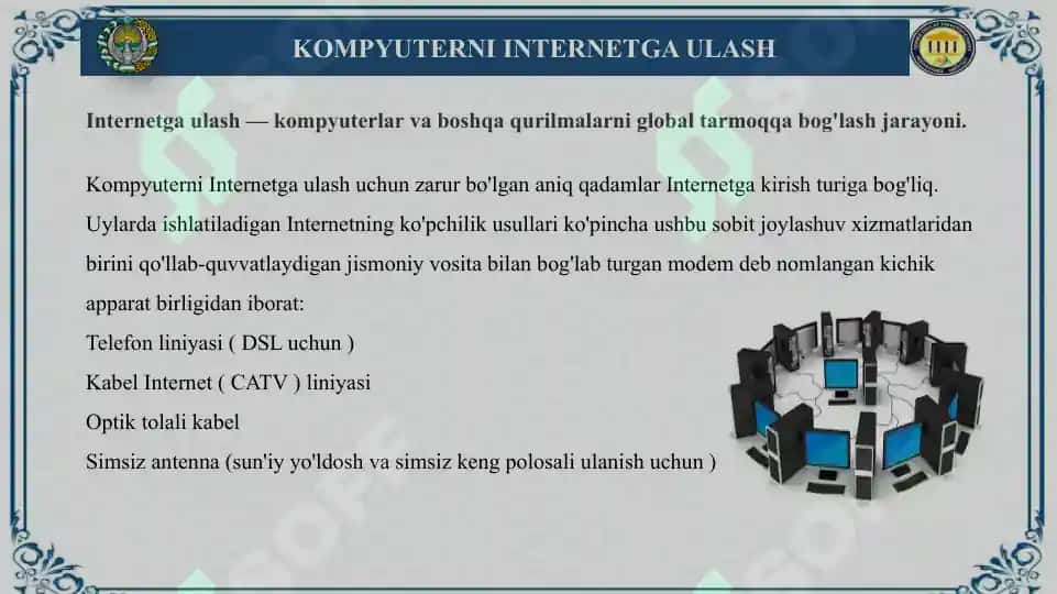 KOMPYUTERNI INTERNETGA ULASH HAQIDA MA'LUMOT 4