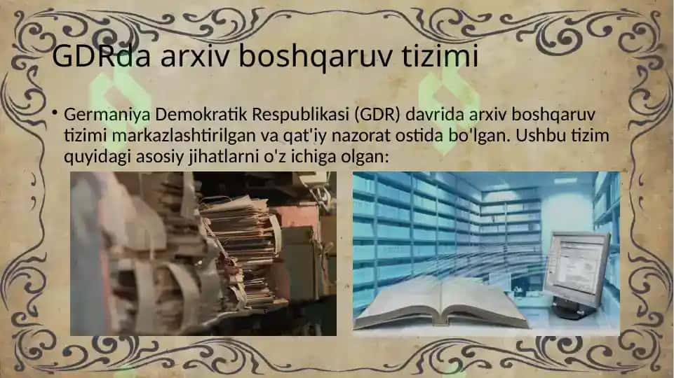 GDR DA ARXIV ISHI ISLOHOTLARI. ARXIV BOSHQARUV TIZIMI 8