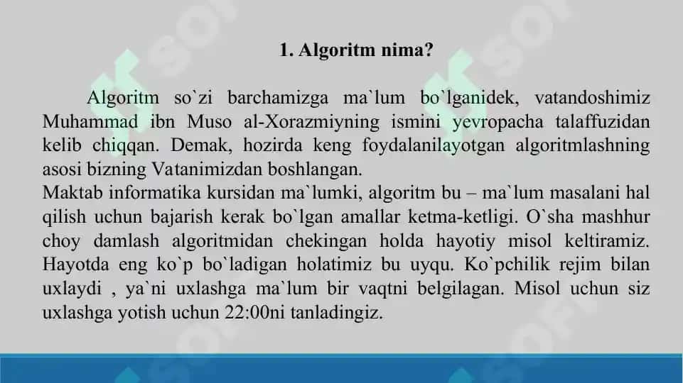 Algoritmlash asoslari. Taqdimot 15 bet. 2