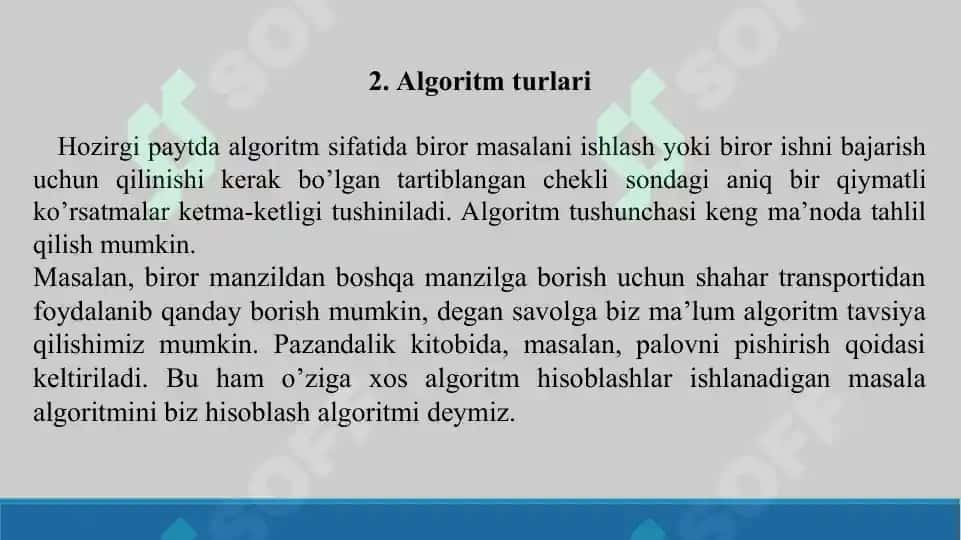 Algoritmning turlari. Taqdimot 10 bet. 4