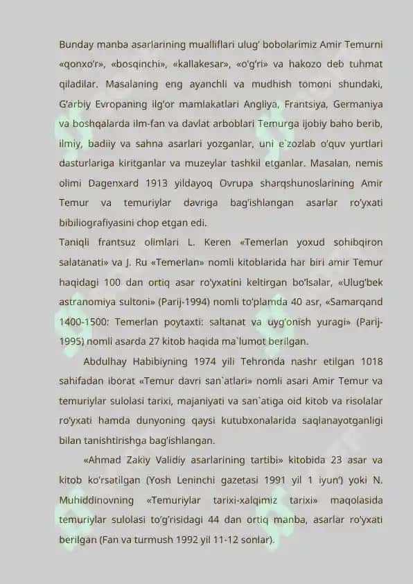 Amir Temurning jahon tarixida tutgan o’rni va roli 3