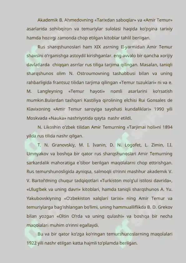 Amir Temurning jahon tarixida tutgan o’rni va roli 4