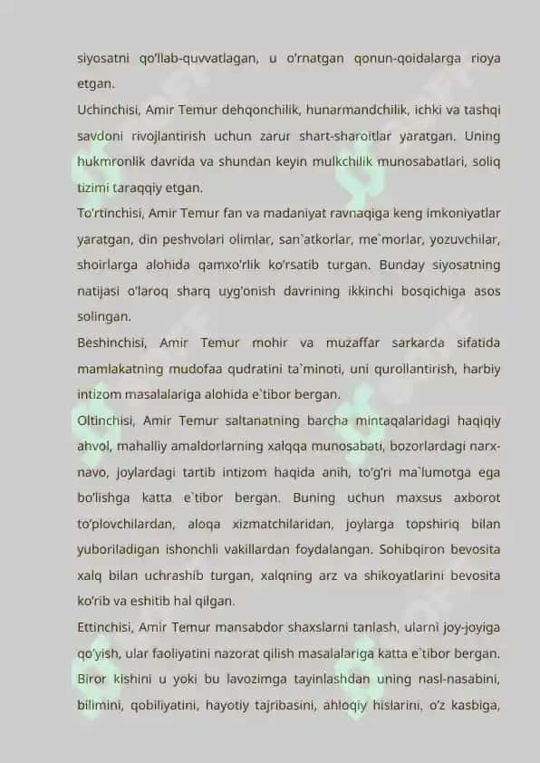 Amir Temurning jahon tarixida tutgan o’rni va roli 7