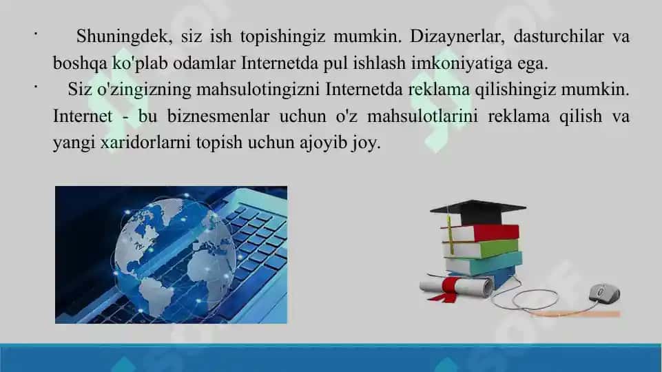 Internetning bugungi kundagi o'rni. Taqdimot 11 bet. 4