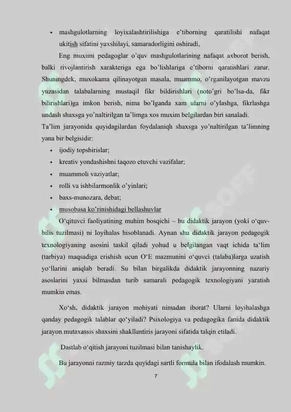 SHAXSGA YO’NALTIRILGAN TA'LIM-TARBIYA TEXNOLOGIYALARI 7