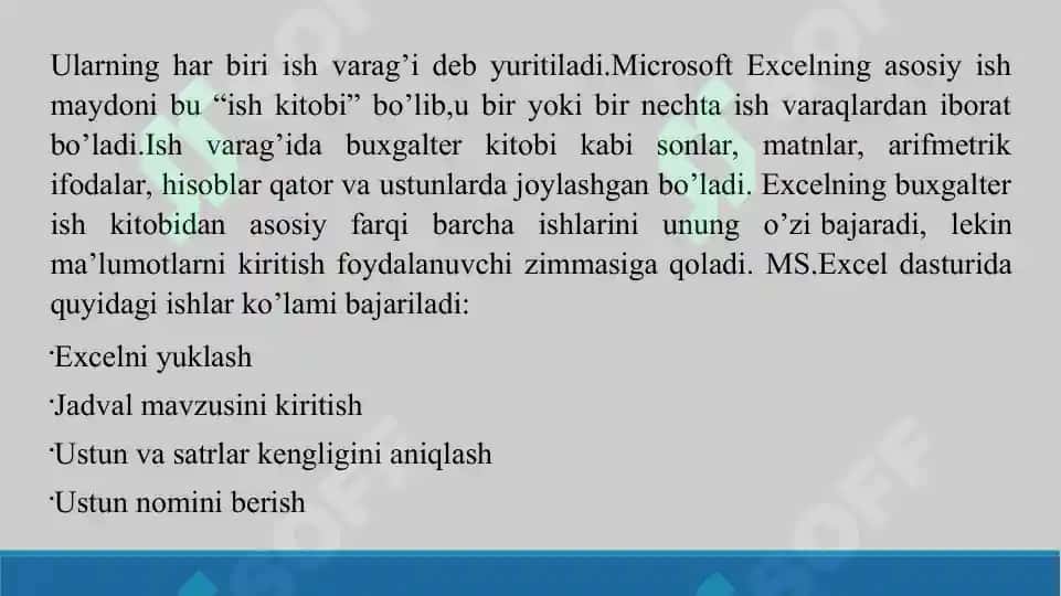 MS Excel dasturi imkoniyatlari, qo‘llanish sohalari. Taqdimot 12 bet. 4