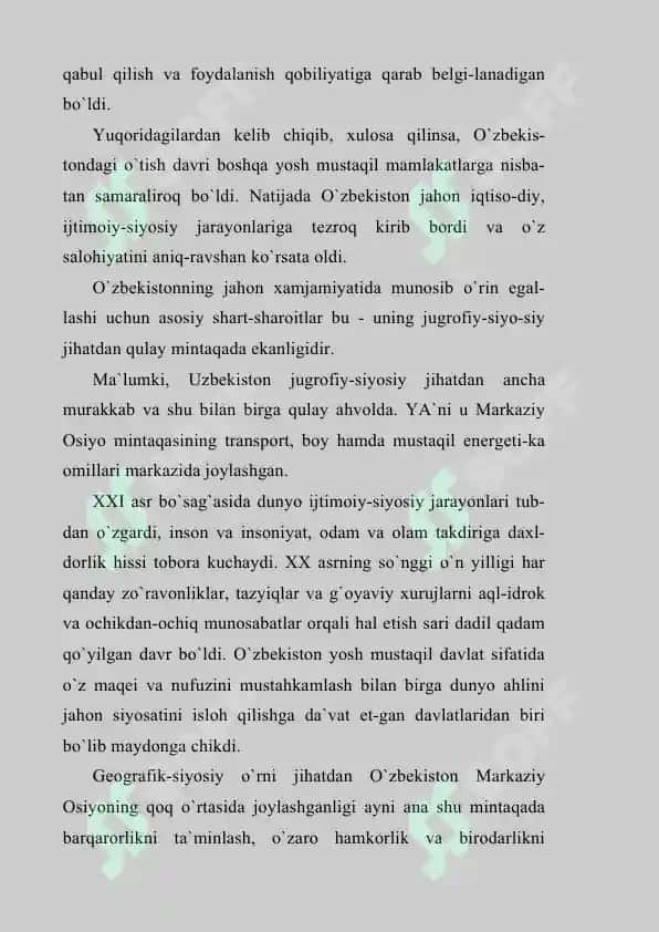 O`zbekiston Respublikasining jahon hamjamiyatiga qo`shilishi 4