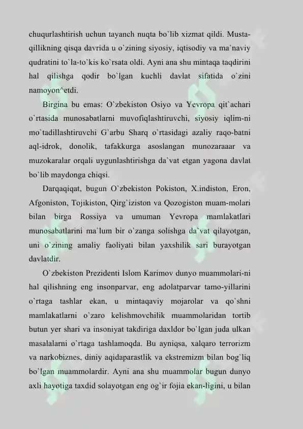 O`zbekiston Respublikasining jahon hamjamiyatiga qo`shilishi 5