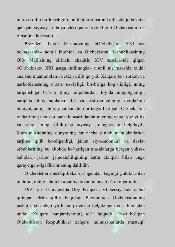 O`zbekiston Respublikasining jahon hamjamiyatiga qo`shilishi 6
