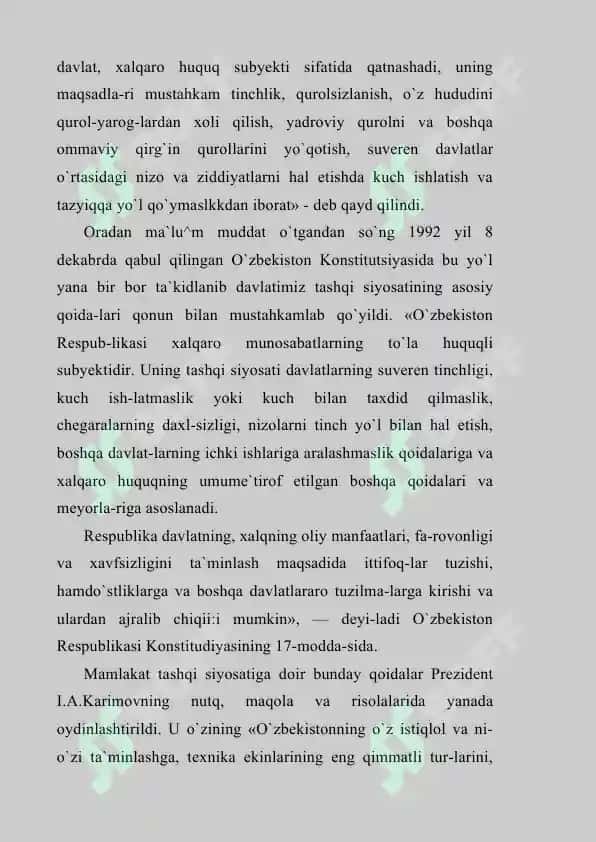 O`zbekiston Respublikasining jahon hamjamiyatiga qo`shilishi 7