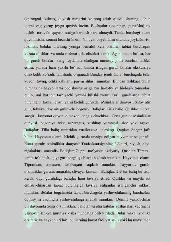 MAKTABGACHA TA’LIM TASHKILOTLARIDA TABIAT BURCHAGINI TASHKIL ETISH. 5