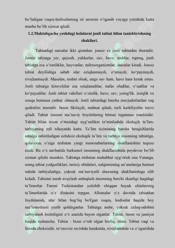 MAKTABGACHA TA’LIM TASHKILOTLARIDA TABIAT BURCHAGINI TASHKIL ETISH. 7