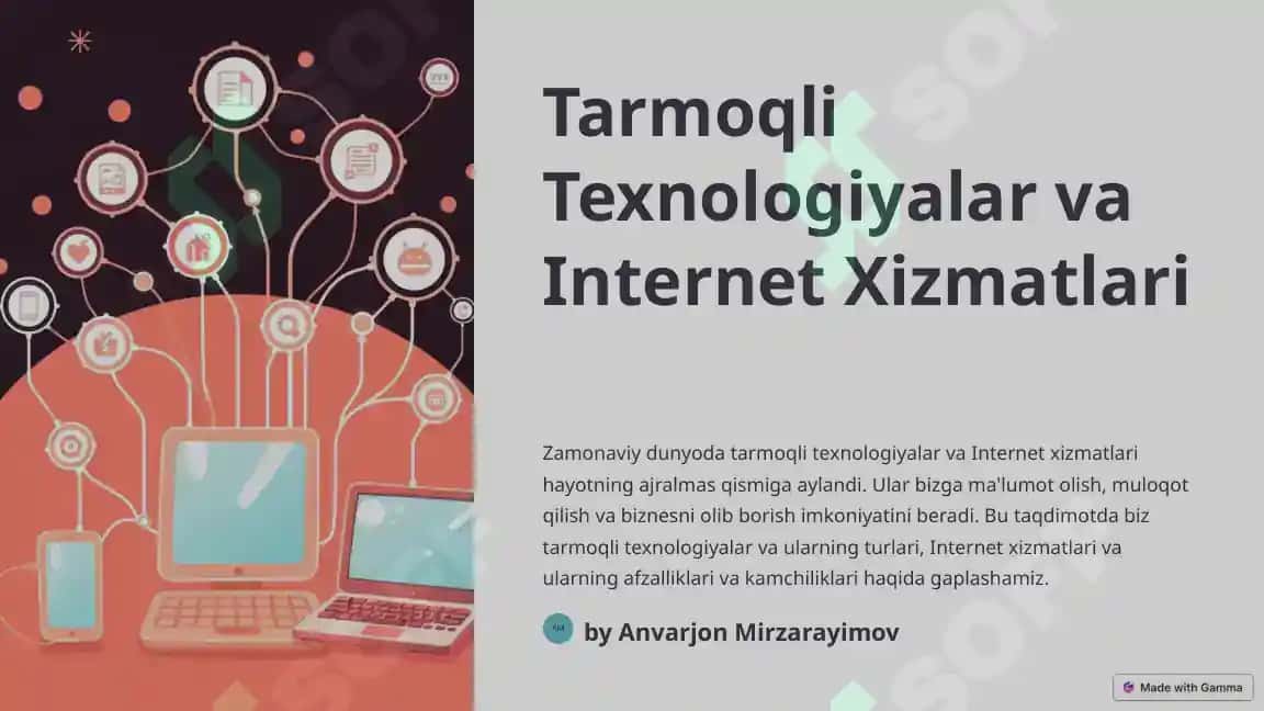 Tarmoqli Texnologiyalar va Internet Xizmatlari 2