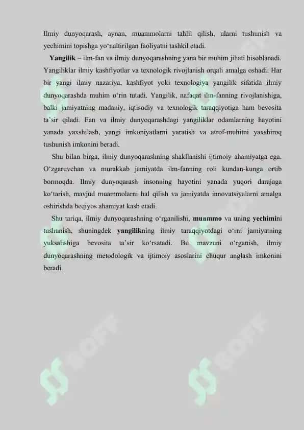 Fan ilmiy dunyoqarash shakli sifatida. Referat 21 bet. 4