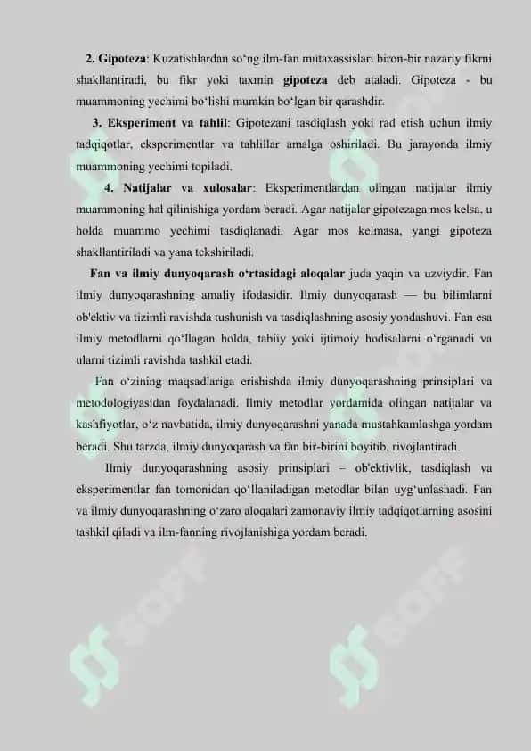 Fan ilmiy dunyoqarash shakli sifatida. Referat 21 bet. 7