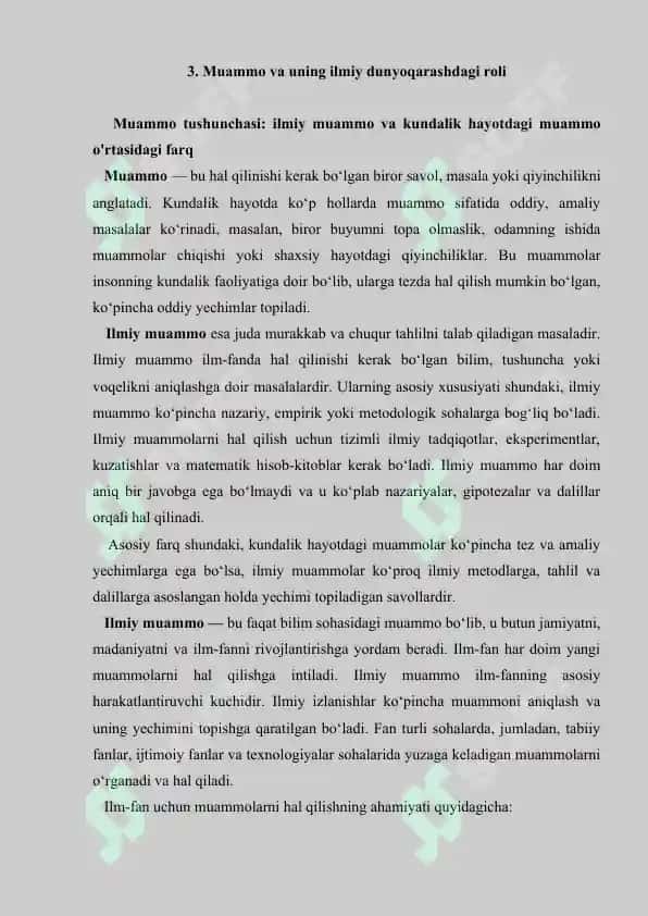 Fan ilmiy dunyoqarash shakli sifatida. Referat 21 bet. 8
