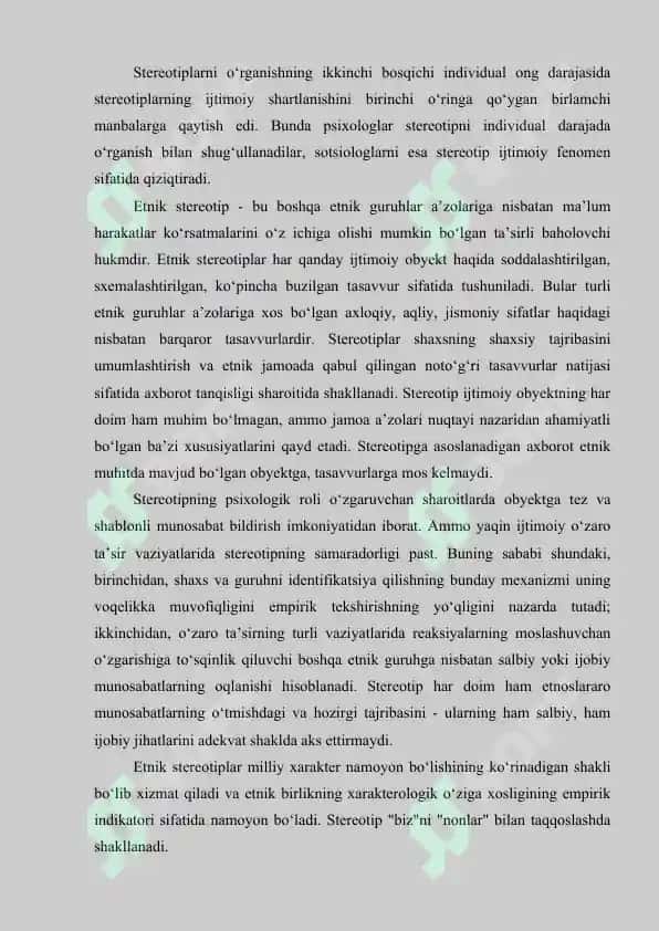 Etnik stereotiplar: asosiy xususiyatlari 2