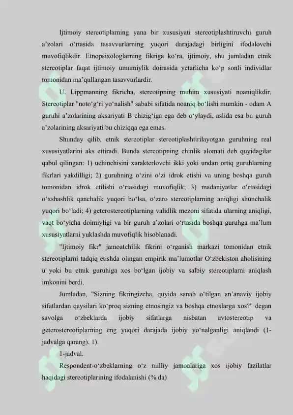 Etnik stereotiplar: asosiy xususiyatlari 4
