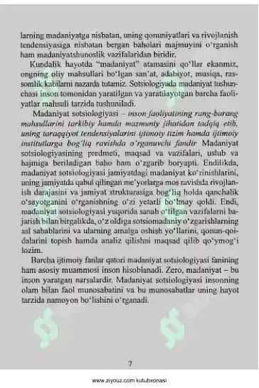 MADANIYAT SOTSIOLOGIYASI 7