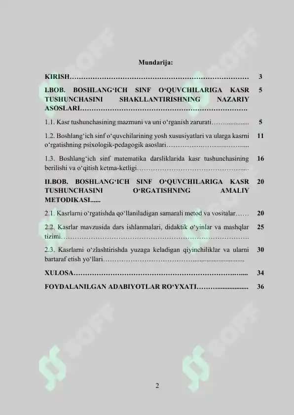 Boshlang’ich sinflarda kasr tushunchasini o’rgatish metodikasi 2