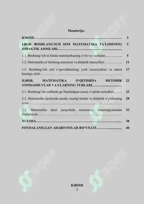 Boshlang'ich sinflarda matematika o'qitish metodikasining didaktik asoslari 2