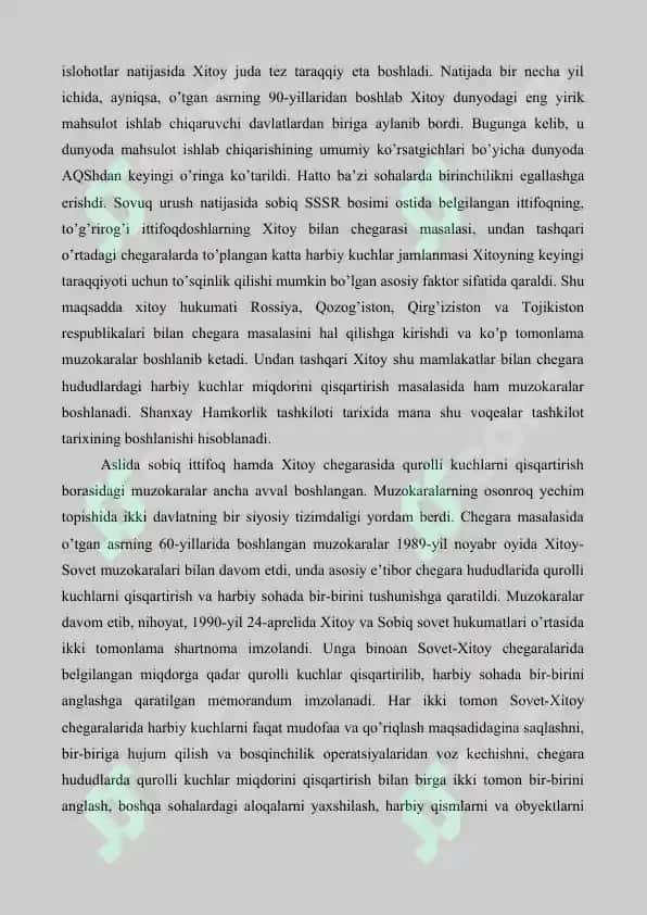 Shanxay hamkorlik tashkilotining shakllanishi va faoliyati 3