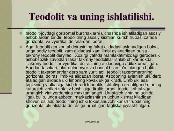 TEODOLIT SYOMKASIDA DALA  O‘LCHASH ISHLARI 3