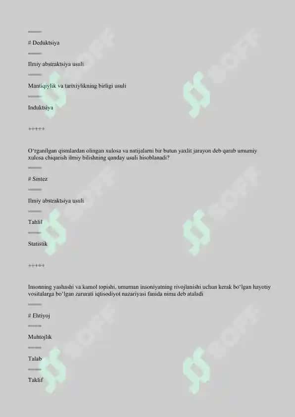 Iqtisodiyot nazariyasi 100ta test javoblari bilan 6