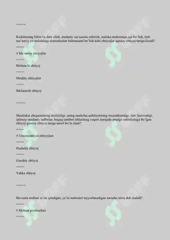 Iqtisodiyot nazariyasi 100ta test javoblari bilan 7