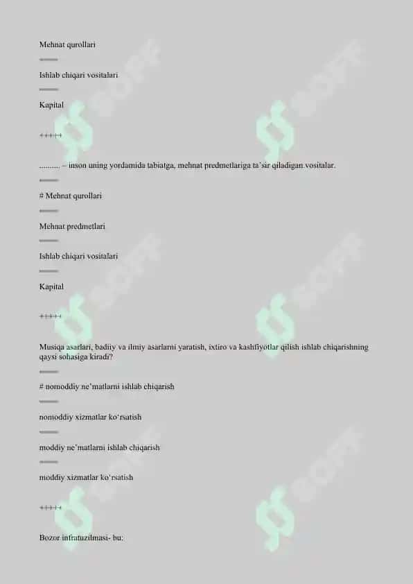 Iqtisodiyot nazariyasi 100ta test javoblari bilan 8